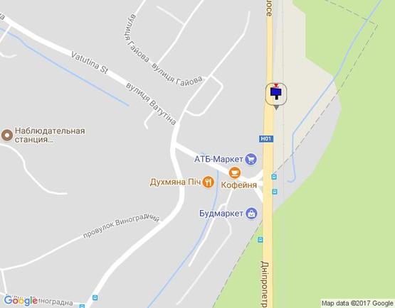 Схема рекламной плоскости по адресу Дніпровське шосе, поворот на с. Лісники, траса Н-01 "Київ-Знам'янка", км 20+650 ліво