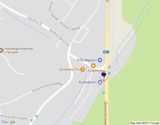 Схема рекламної площини за адресою Дніпровське шосе, поворот на с. Лісники, траса Н-01 "Київ-Знам'янка", км 20+850 право, біля "АТБ"