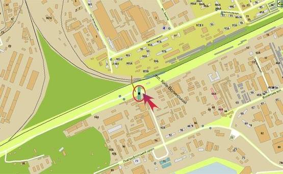 Схема рекламної площини за адресою ст.Киев-Волынский/аэропорт Жуляны (В) напр.на Жулянский мост,Окружну дорогу