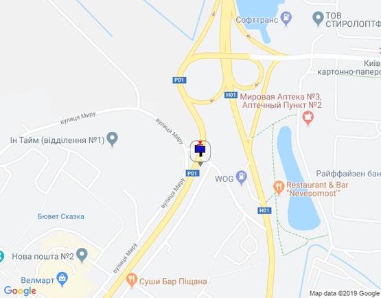 Схема рекламної площини за адресою м. Обухів», вул. Київська,  (в''їзд в Обухів з Києва, Українки)