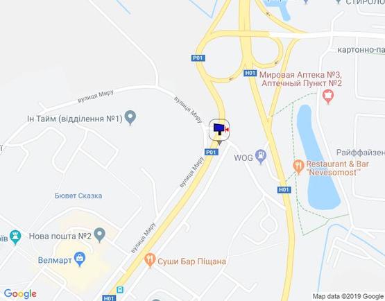 Схема рекламной плоскости по адресу м. Обухів», вул. Київська,  (в''їзд в Обухів з Києва, Українки)