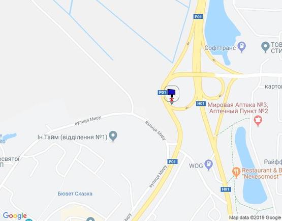 Схема рекламной плоскости по адресу м. Обухів, вул. Київська,  (ви'їзд з Обухова в Київа, Українку)