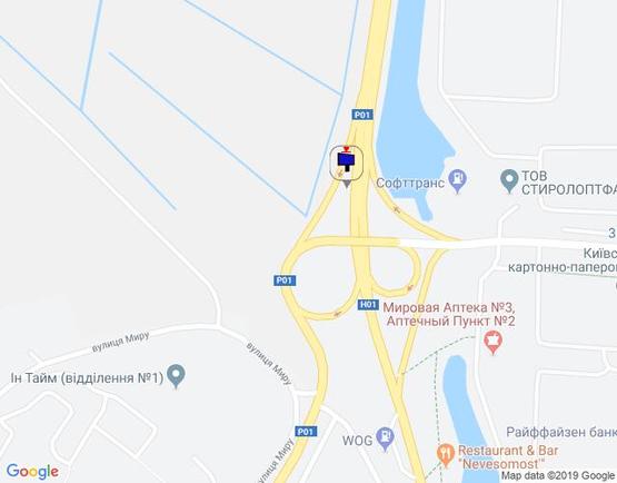 Схема рекламної площини за адресою км. 43+400 праворуч(Н-01 Київ-Знамянка), на розвязці, в'їзд в м.Обухів із Києва