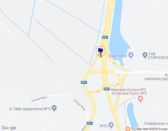 Схема рекламної площини за адресою км. 43+400 праворуч(Н-01 Київ-Знамянка), на розвязці, в'їзд в м.Обухів