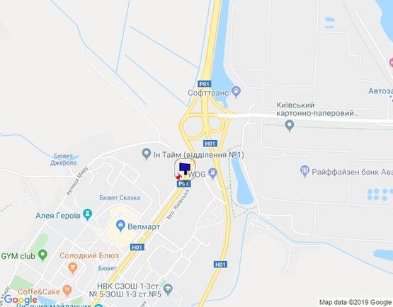 Схема рекламної площини за адресою м. Обухів, вул.Київська, 123