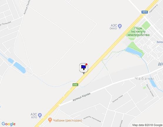 Схема рекламной плоскости по адресу с. Чабани, траса М-05 Київ-Одеса, км 16+090 право