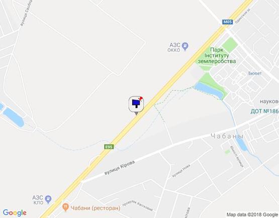 Схема рекламної площини за адресою с. Чабани, траса М-05 Київ-Одеса, км 15+960 право