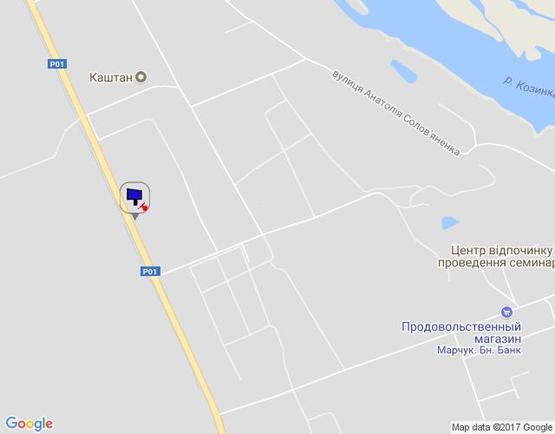 Схема рекламной плоскости по адресу Конча-Заспа, траса Р-02, км 33+000 ліво, поворот на с. П'ятихатки, котедж. Містечко "Сосновий Бор"