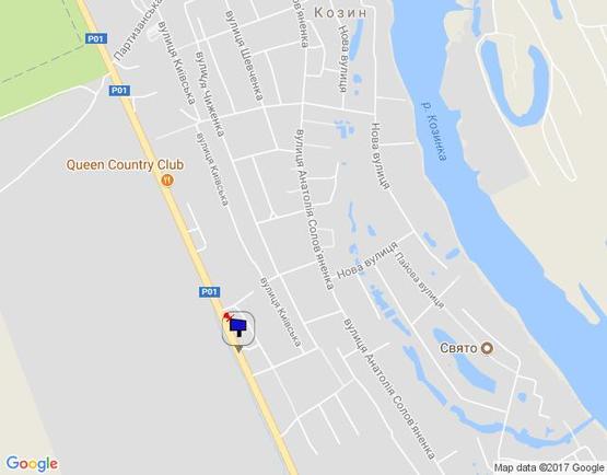 Схема рекламної площини за адресою Конча-Заспа, траса Р-02, км 31+040 право, котедж. містечко "Олександрівське",   клініка "Health life"