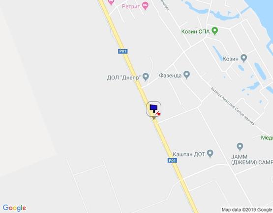 Схема рекламної площини за адресою Конча-Заспа, траса Р-02, км 32+150 право, поворот на с. П'ятихатки