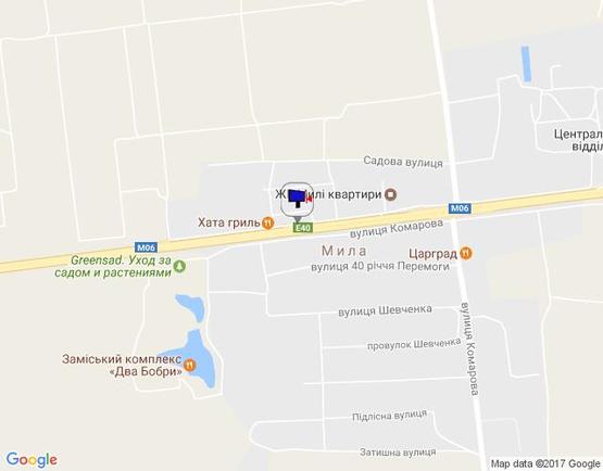 Схема рекламної площини за адресою с. Мила, траса М-06 Київ-Чоп (Житомир), км 26+200 право