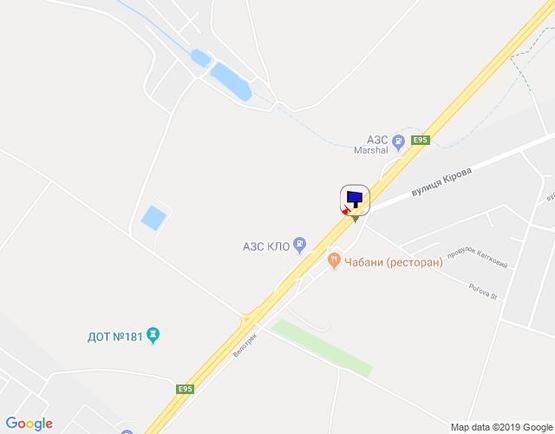 Схема рекламної площини за адресою с. Чабани, траса М-05 Київ-Одеса, км 16+630 ліво