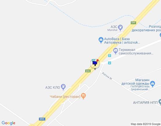 Схема рекламной плоскости по адресу с. Чабани, траса М-05 Київ-Одеса, км 16+630 ліво