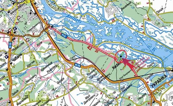 Схема рекламной плоскости по адресу Конча Заспа /поворот на "Козин" (А) в Киев
