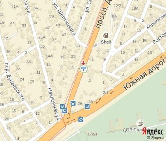 Схема рекламної площини за адресою Добровольского ул., 4 - Шептицкого ул. (АЗС "Shell")