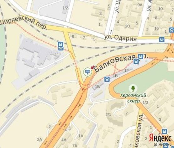 Схема рекламної площини за адресою Балковская ул., 1. - Херсонский сквер (200 м. до АЗС "WOG") Схема рекламної площини за адресою Балковская ул., 1. - Херсонский сквер (200 м. до АЗС "WOG")