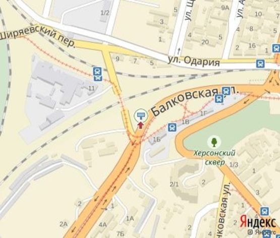 Схема рекламної площини за адресою Балковская ул., 1 - Херсонский сквер (300 м. до АЗС "ОККО")