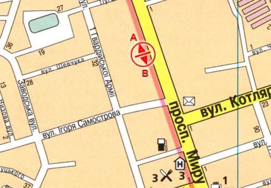 Схема рекламної площини за адресою Мира пр., 80, Лагрос Схема рекламної площини за адресою Мира пр., 80, Лагрос