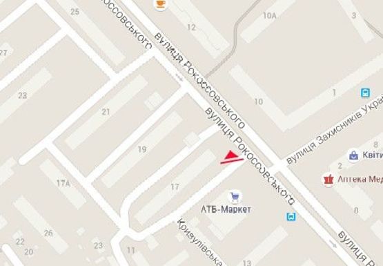 Схема рекламної площини за адресою Рокоссовского ул. - Одинцова ул., АТБ Маркет Схема рекламної площини за адресою Рокоссовского ул. - Одинцова ул., АТБ Маркет