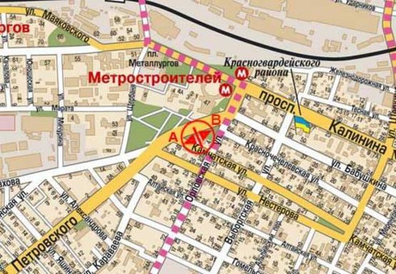 Схема рекламной плоскости по адресу Ивана Мазепы пр. - Камчатская ул.