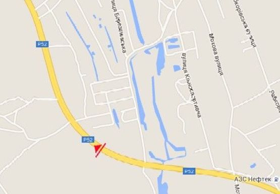 Схема рекламної площини за адресою Автодорога Днепропетровск-Киев, за поворотом Дачи