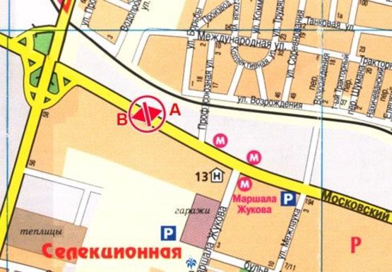 Схема рекламной плоскости по адресу Московский пр., 251 (в центр)