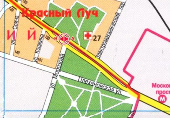 Схема рекламної площини за адресою Московский пр. - Морозова ул. (в центр)