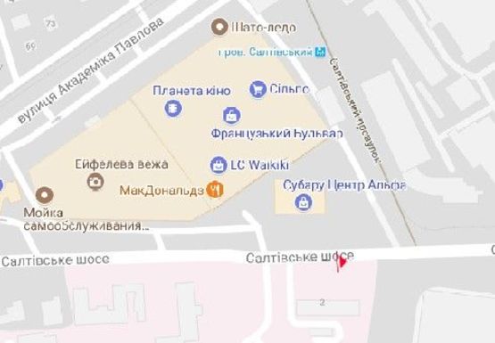 Схема рекламной плоскости по адресу Салтовское шоссе, 2