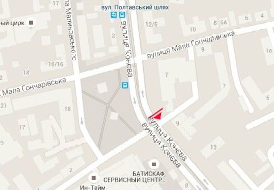 Схема рекламной плоскости по адресу Конева ул., 7 - Малогончаровская ул.