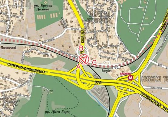 Схема рекламной плоскости по адресу Бойчука ул. (бывш. Киквидзе ул.) - Железнодорожное шоссе