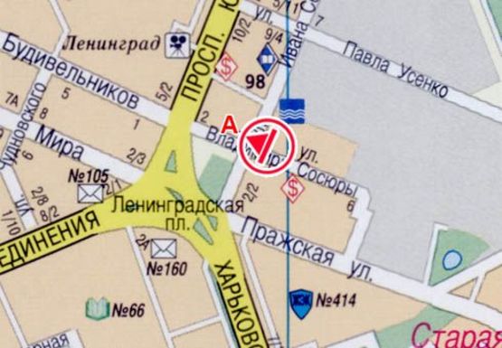 Схема рекламной плоскости по адресу Сергиенка И. ул. - Сосюры В. ул.