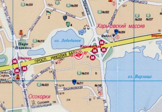 Схема рекламної площини за адресою Бажана пр., 30-26