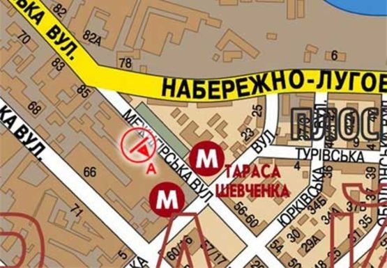 Схема рекламної площини за адресою Межигорская ул. (м. Т. Шевченко)