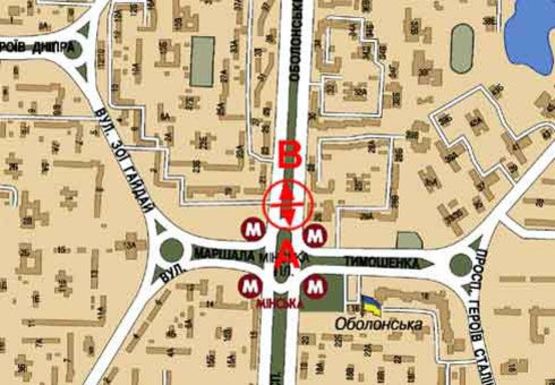 Схема рекламної площини за адресою Оболонский пр., 21