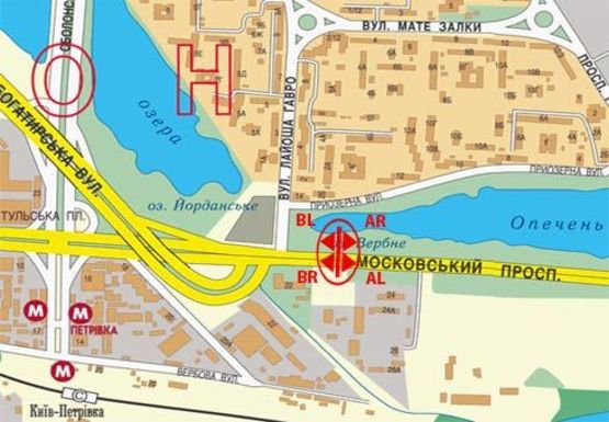 Схема рекламной плоскости по адресу Бандеры пр. (бывш. Московский пр.) (эл. опора 203)