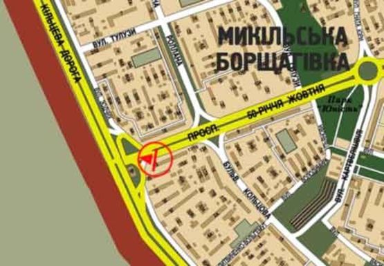 Схема рекламної площини за адресою 50-летия Октября (Курбаса Л.) пр., 15