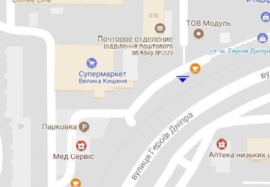 Схема рекламної площини за адресою Героев Днепра ул., 31а
