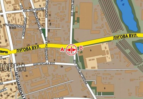 Схема рекламной плоскости по адресу Луговая ул., 9 - Семьи Кульженков ул. (бывш. Дегтяренко П. ул.)