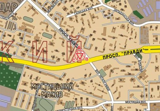 Схема рекламної площини за адресою Правды пр.  - Свободы пр.