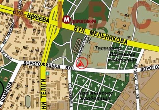 Схема рекламної площини за адресою Дорогожицкая ул.  - Оранжерейная ул.