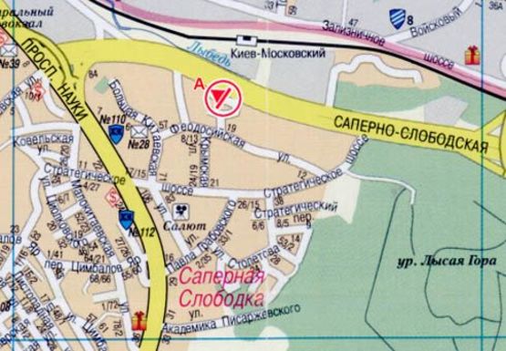Схема рекламної площини за адресою Саперно-Cлободская ул. (2), за АЗС