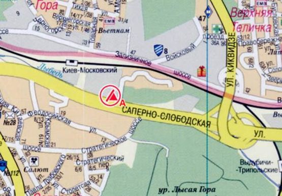 Схема рекламной плоскости по адресу Саперно-Cлободская ул. (5), поворот на Саперно-Слободской пер.