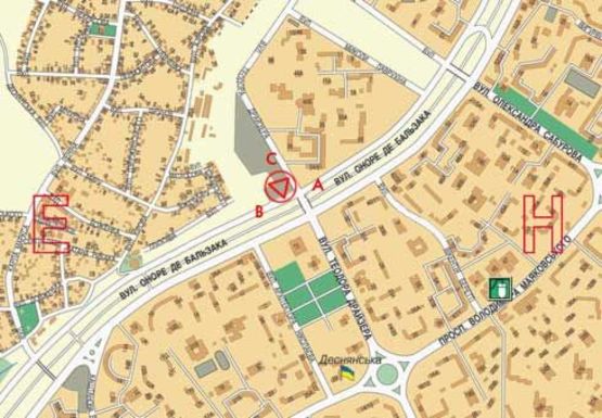 Схема рекламной плоскости по адресу Драйзера Теодора, ул. - Бальзака ул.