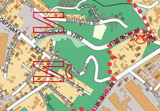 Схема рекламной плоскости по адресу Подольский спуск