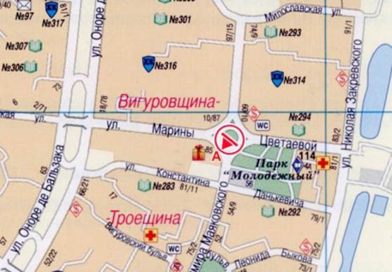 Схема рекламной плоскости по адресу Маяковского пр. - Цветаевой ул.