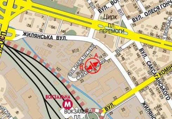 Схема рекламної площини за адресою Старовокзальная ул., 18