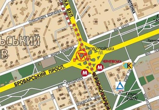 Схема рекламной плоскости по адресу Броварской пр. - Новороссийская пл. Схема рекламной плоскости по адресу Броварской пр. - Новороссийская пл.