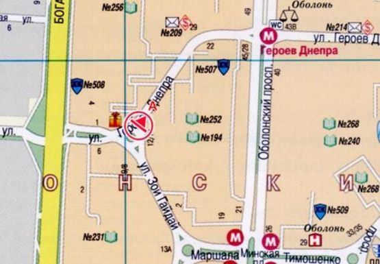 Схема рекламної площини за адресою Героев Днепра ул., 9 (на распределительном треугольнике)