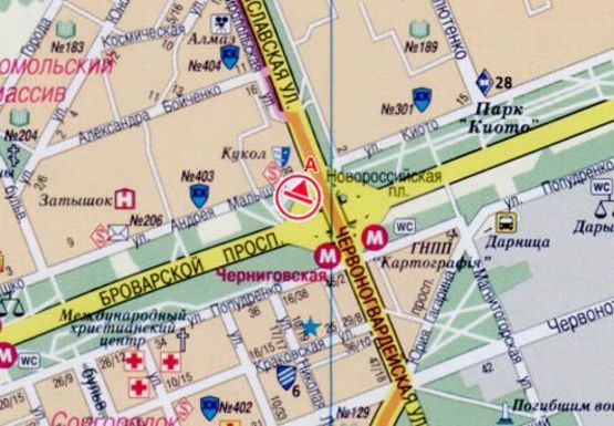 Схема рекламної площини за адресою Броварской пр. - Братиславская ул.