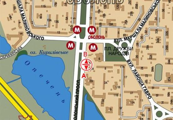 Схема рекламної площини за адресою Оболонский пр., 2